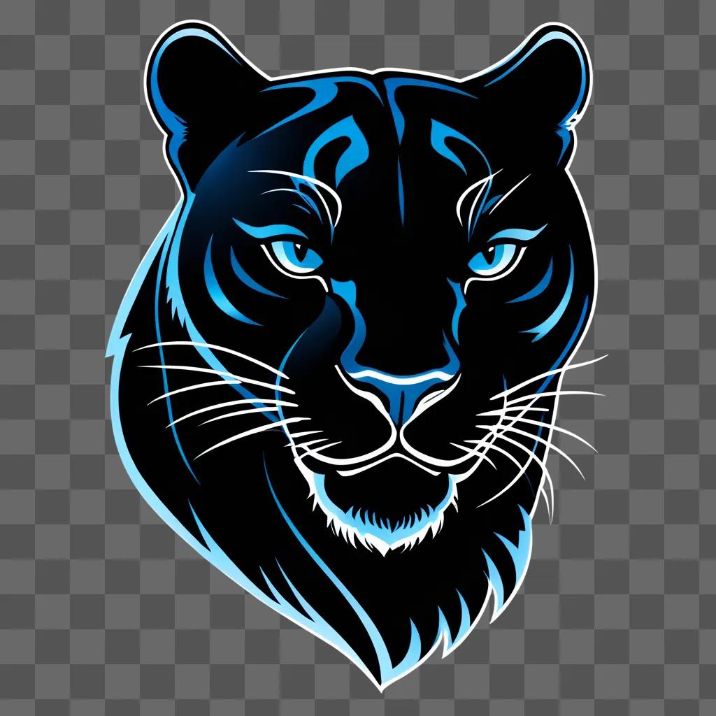 Panther head with glowing blue eyes