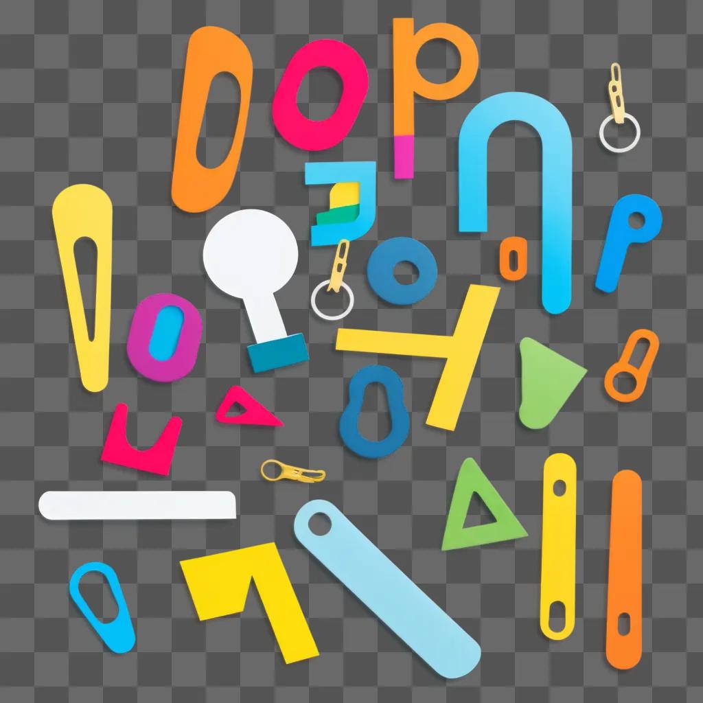 Paper clipart and colorful letters in a collage