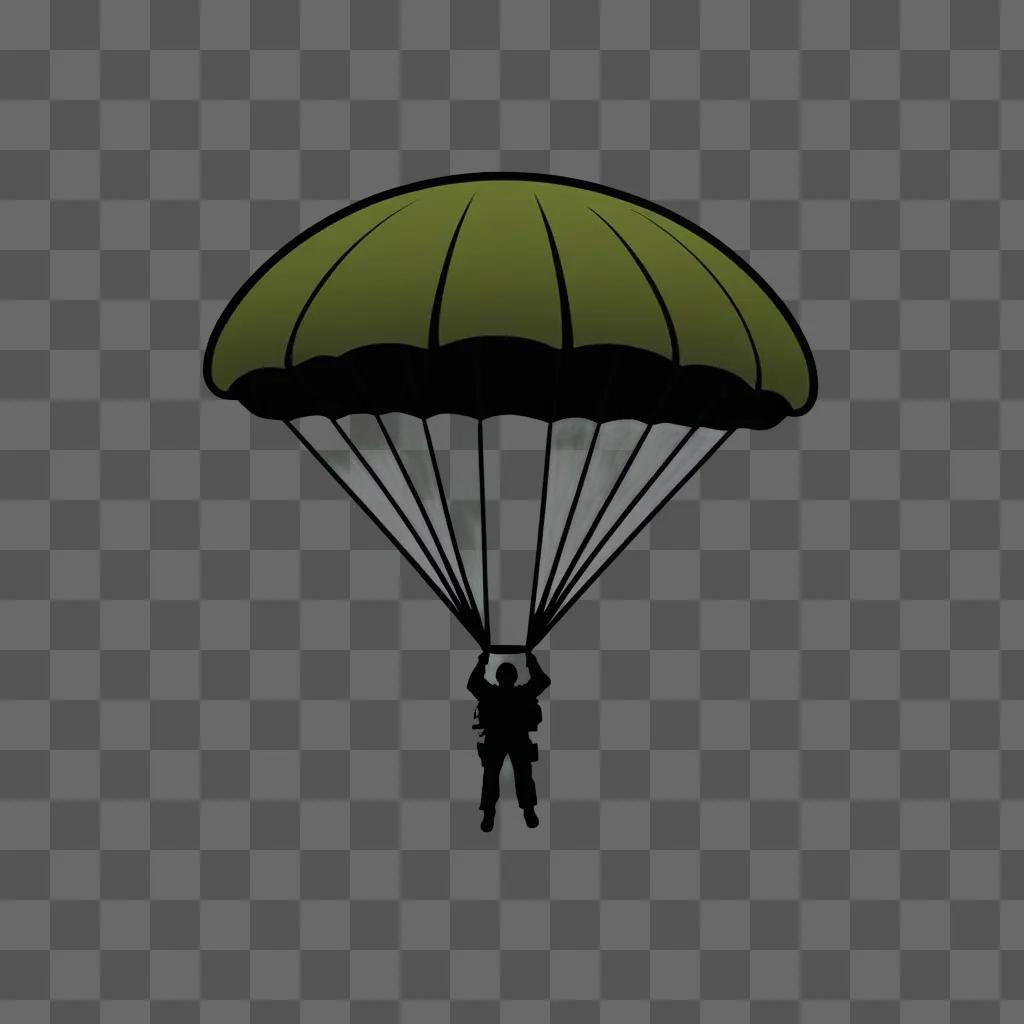 Paratrooper hat on green background with parachute