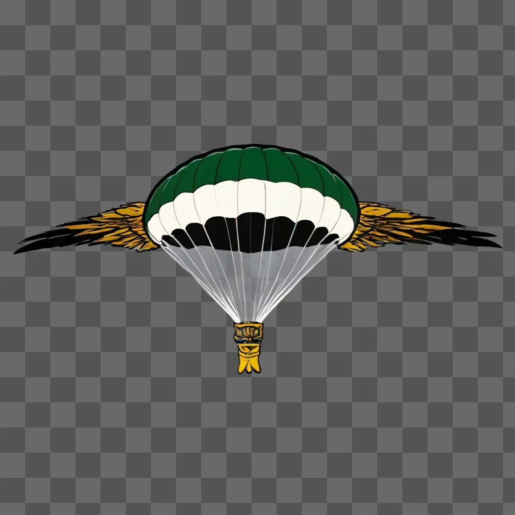 Paratrooper hat with wings on a green background