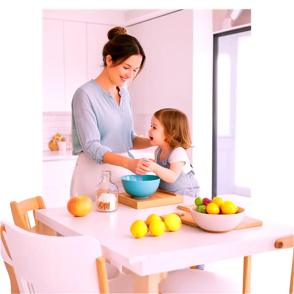 Parenting: Mother and daughter share a meal together