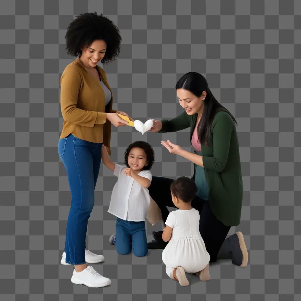 Parents play with children in a dark room