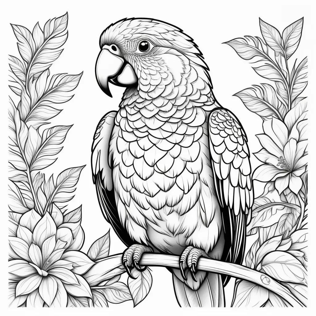 Parrot coloring pages with black and white coloring