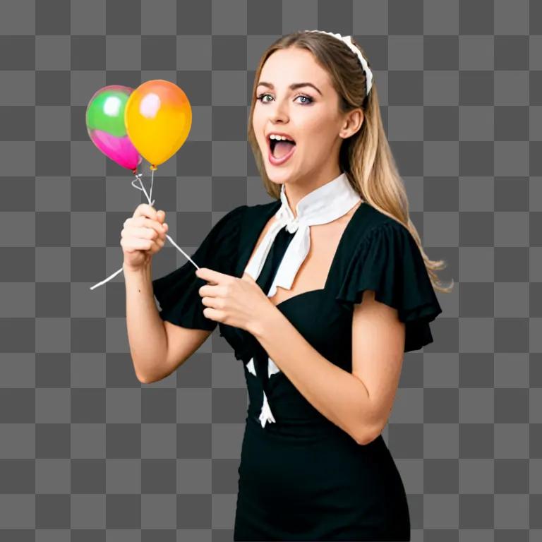 Party girl with balloons in a party scene