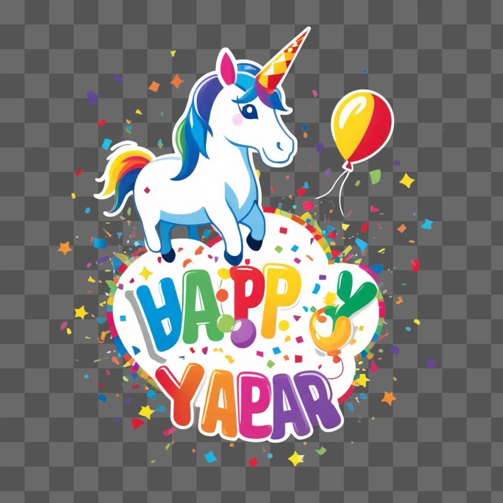 Party icon with a unicorn and a balloon