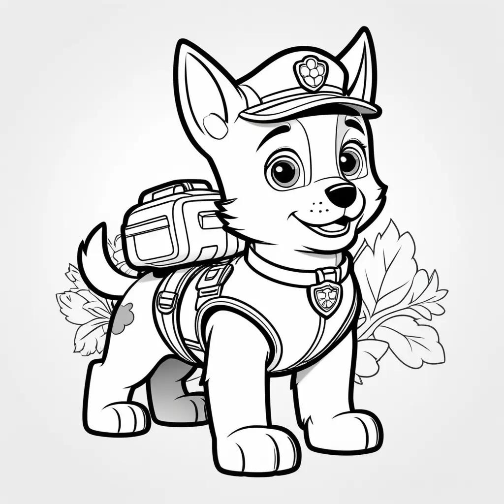 Paw Patrol Chase Coloring Pages with Cartoons