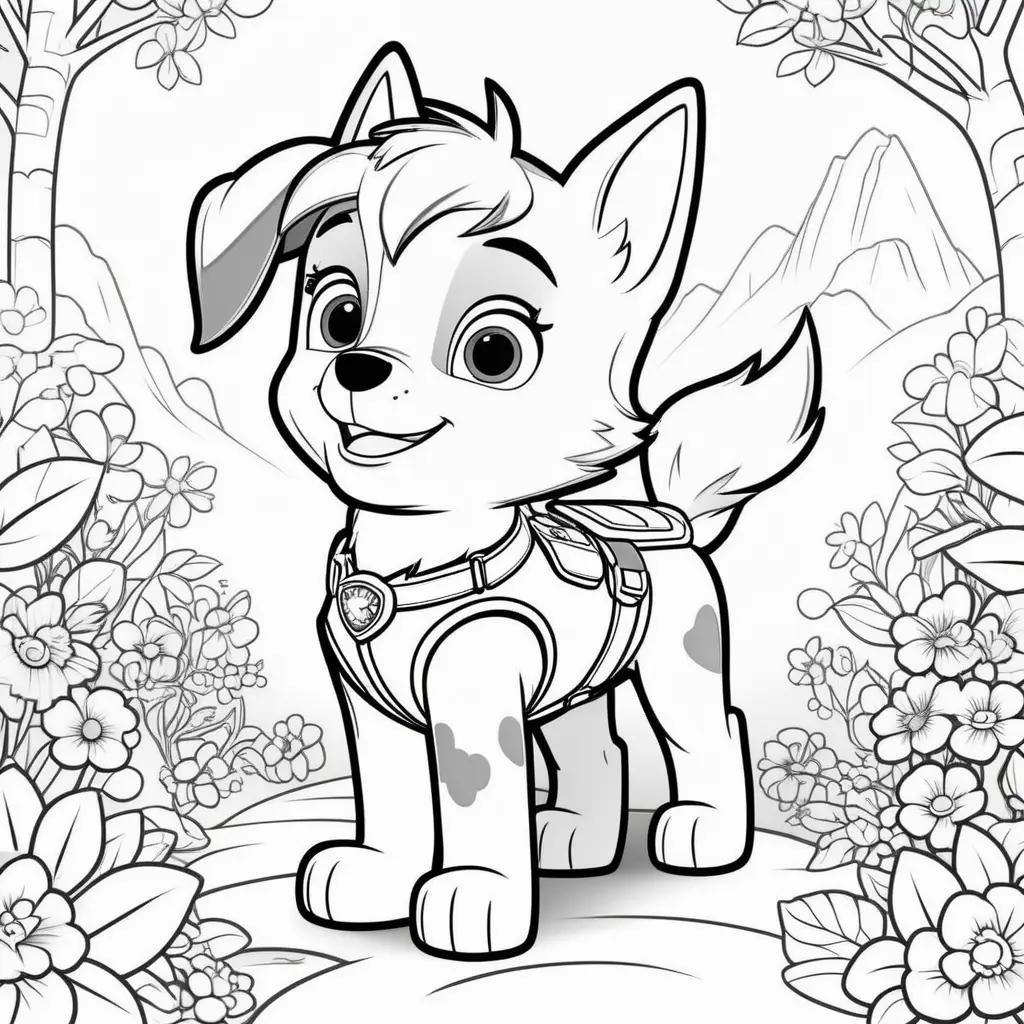 Paw Patrol Skye Coloring Pages with Flowers