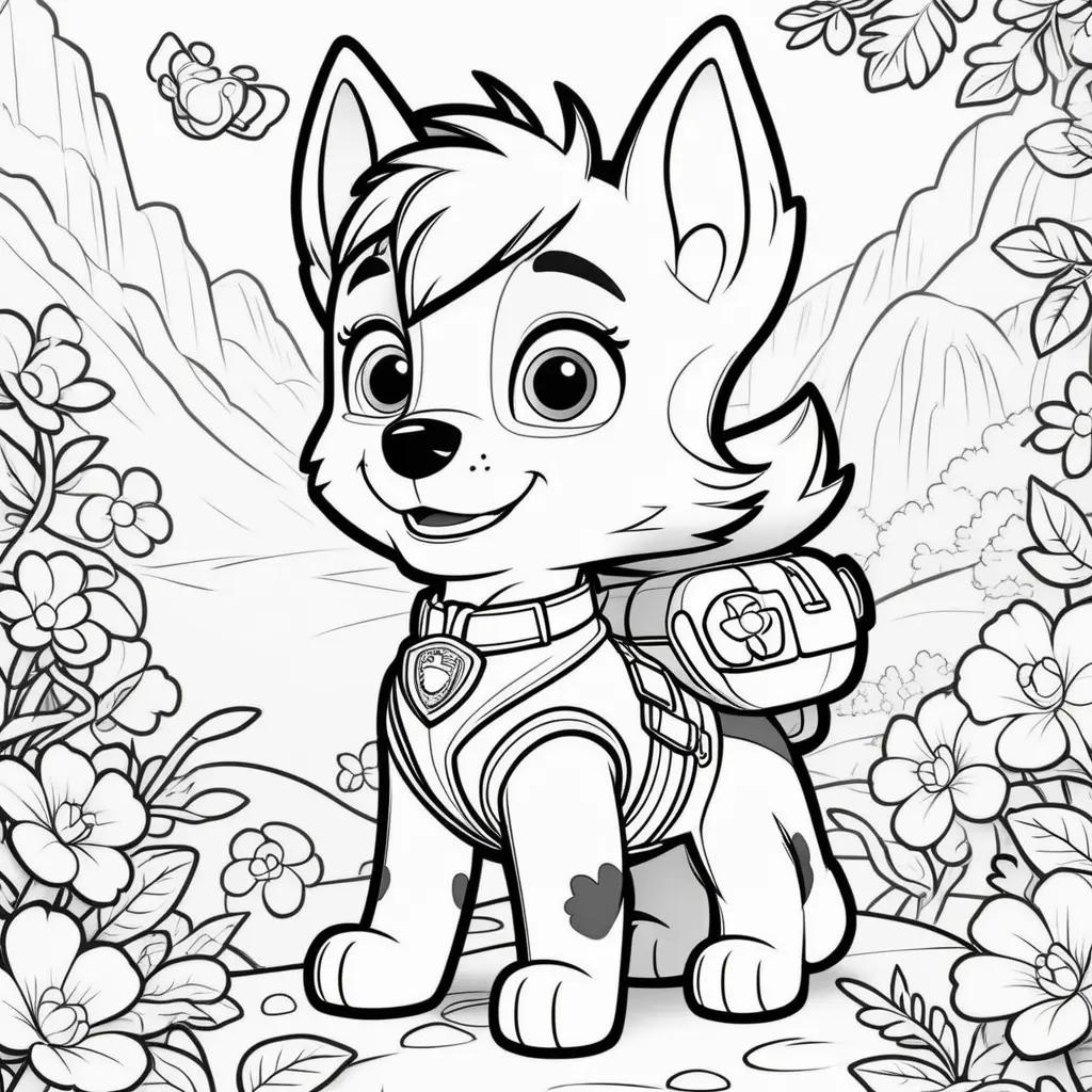 Paw Patrol coloring pages featuring Skye, the canine heroine