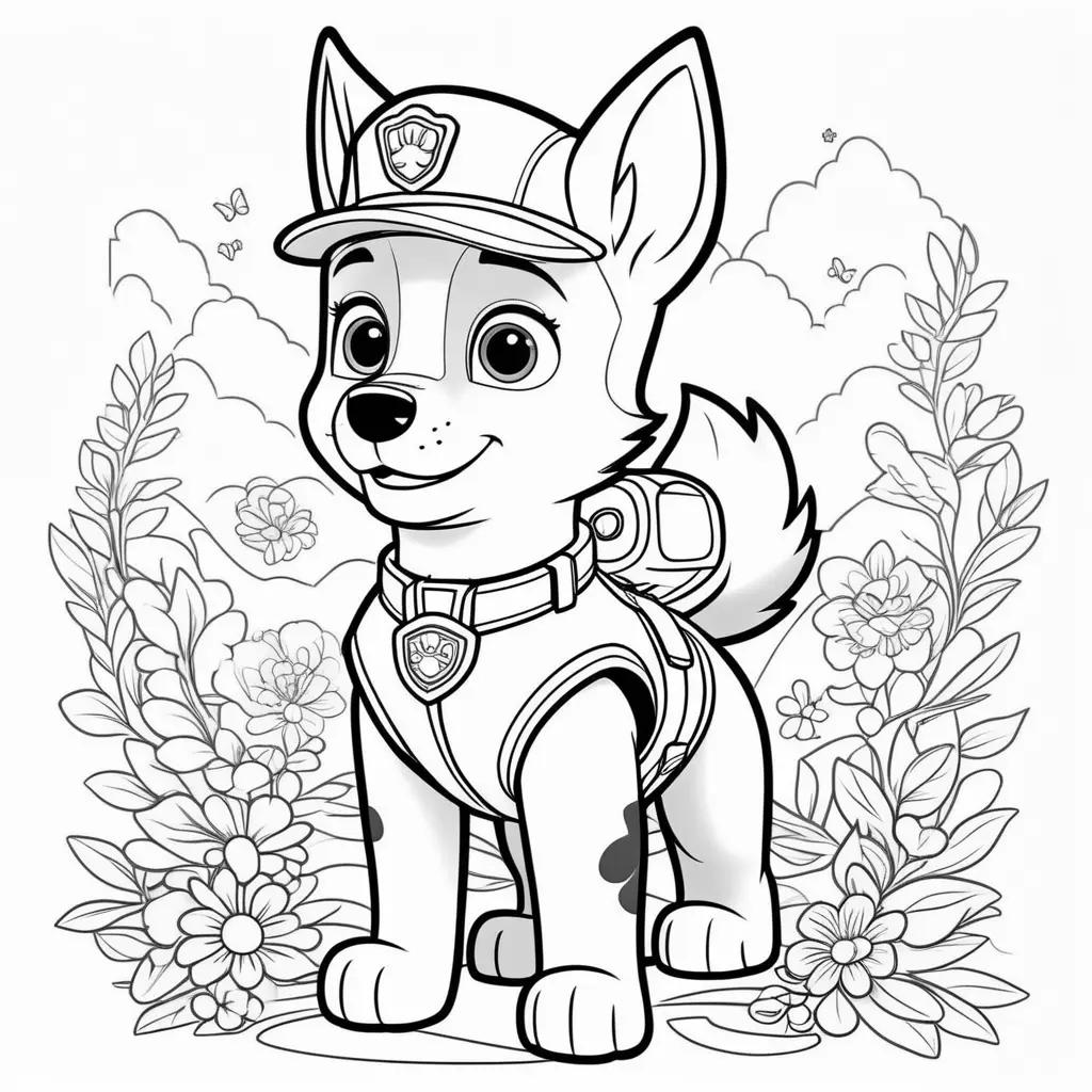 Paw Patrol coloring pages of Skye in black and white