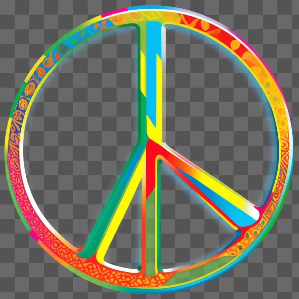 Peace sign in colorful design on a rainbow background