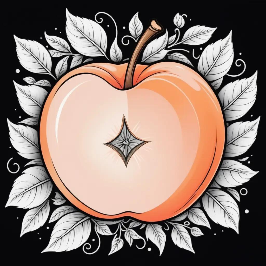 Peach Coloring Page: A Colorful Apple with Leaves