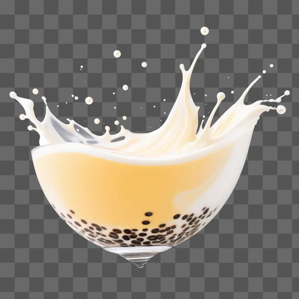 Pearl Milk Tea Splashing in a Glass