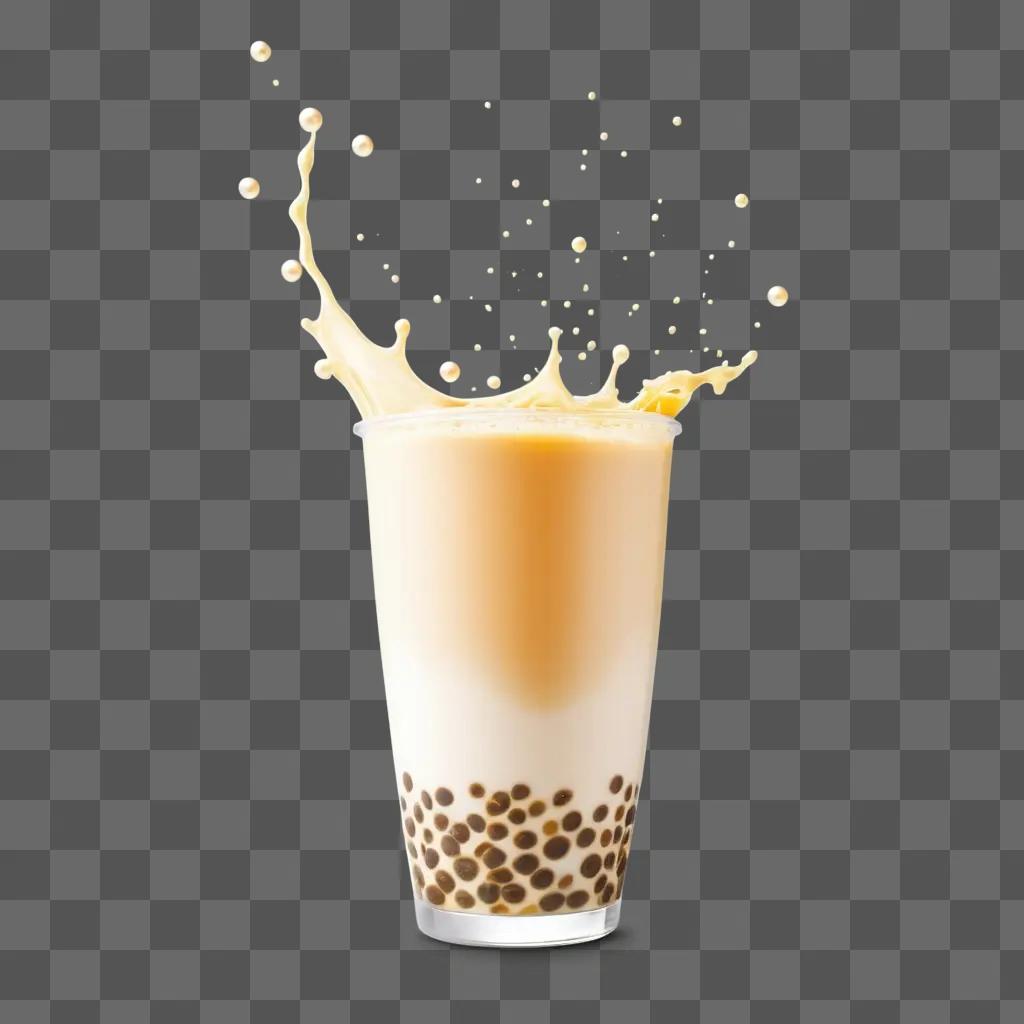 Pearl Milk Tea Splashing in a Glass