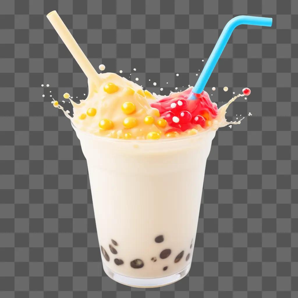 Pearl Milk Tea Splashing with Straw