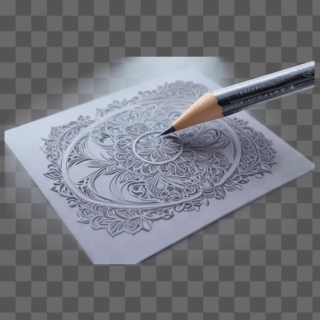 一枚の紙に複雑な模様を鉛筆で描く