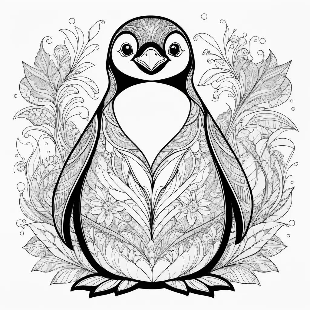 Penguin coloring pages in black and white