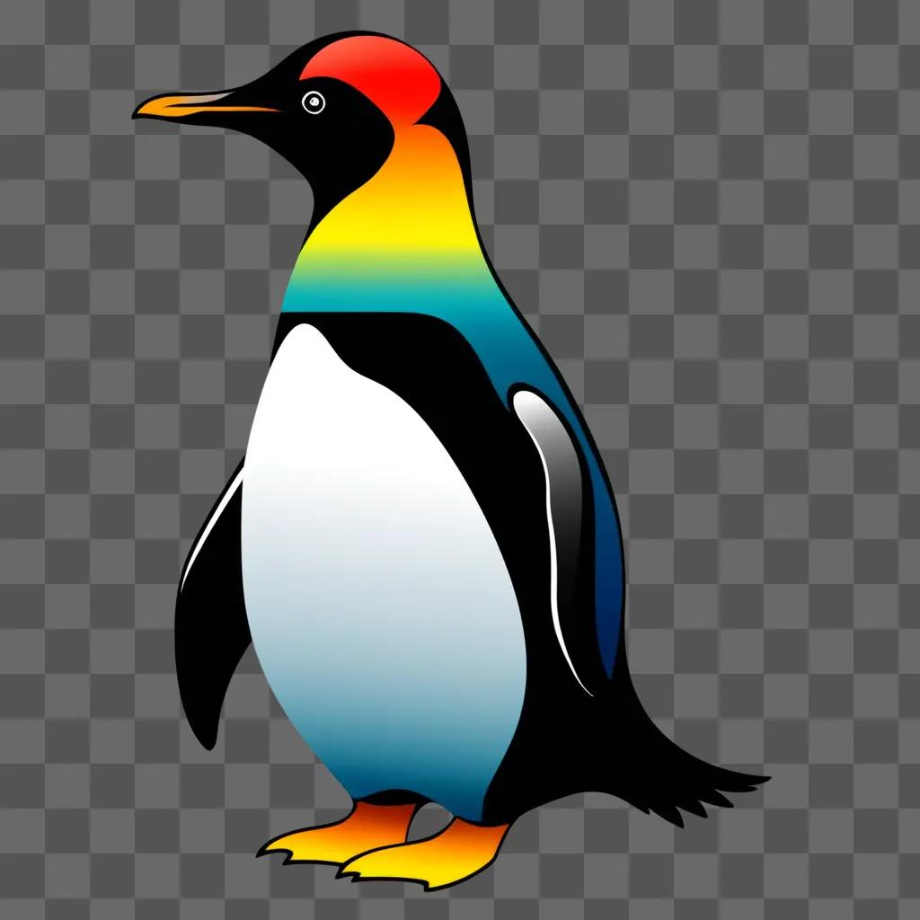 Penguin in vibrant colors with rainbow hues