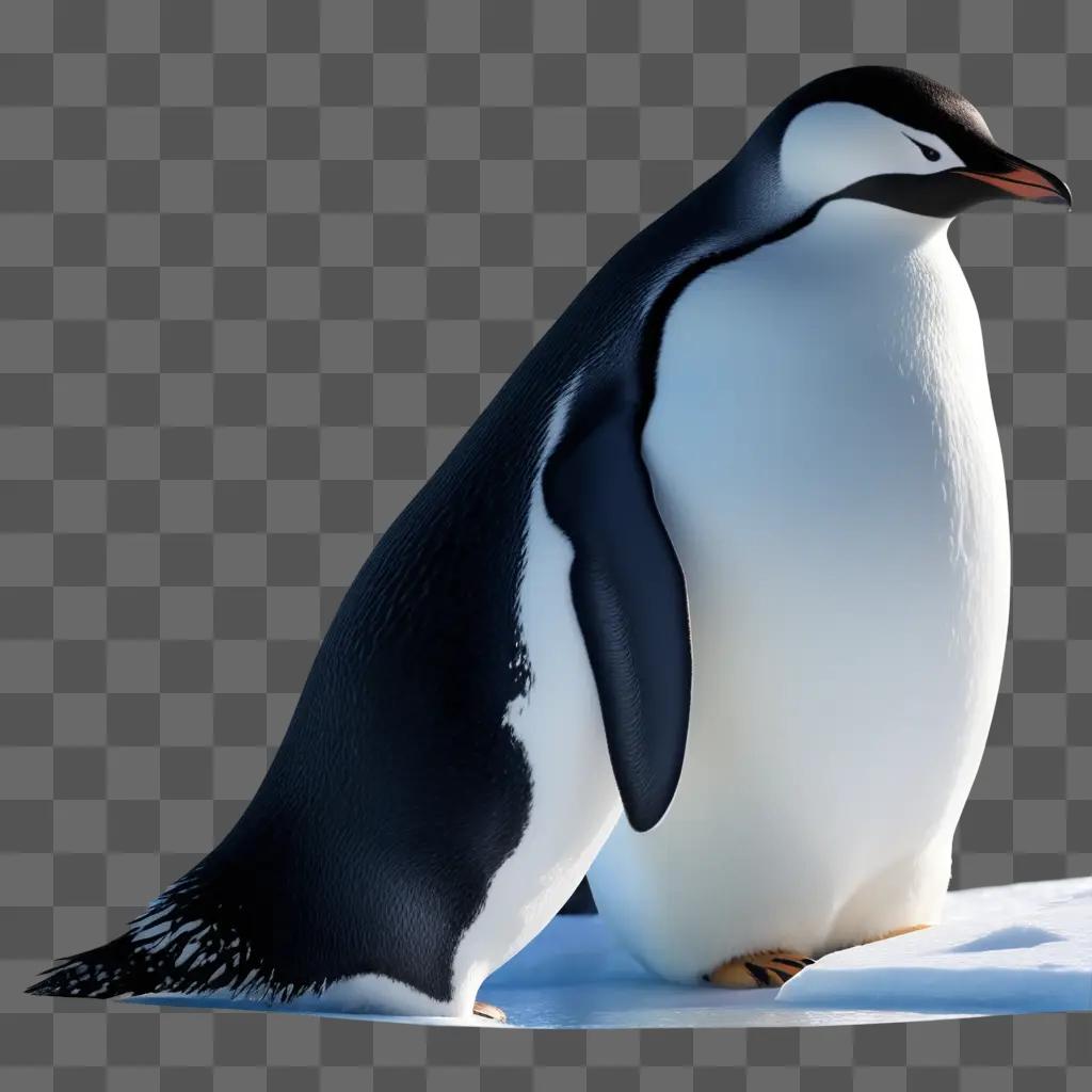 Penguin with black and white feathers stands on ice