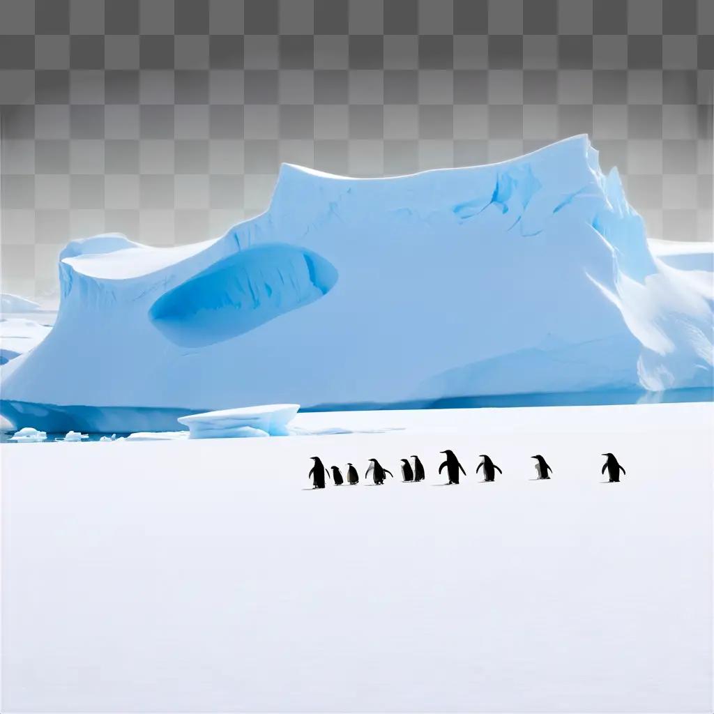 Penguins on a snowy landscape in Antarctica