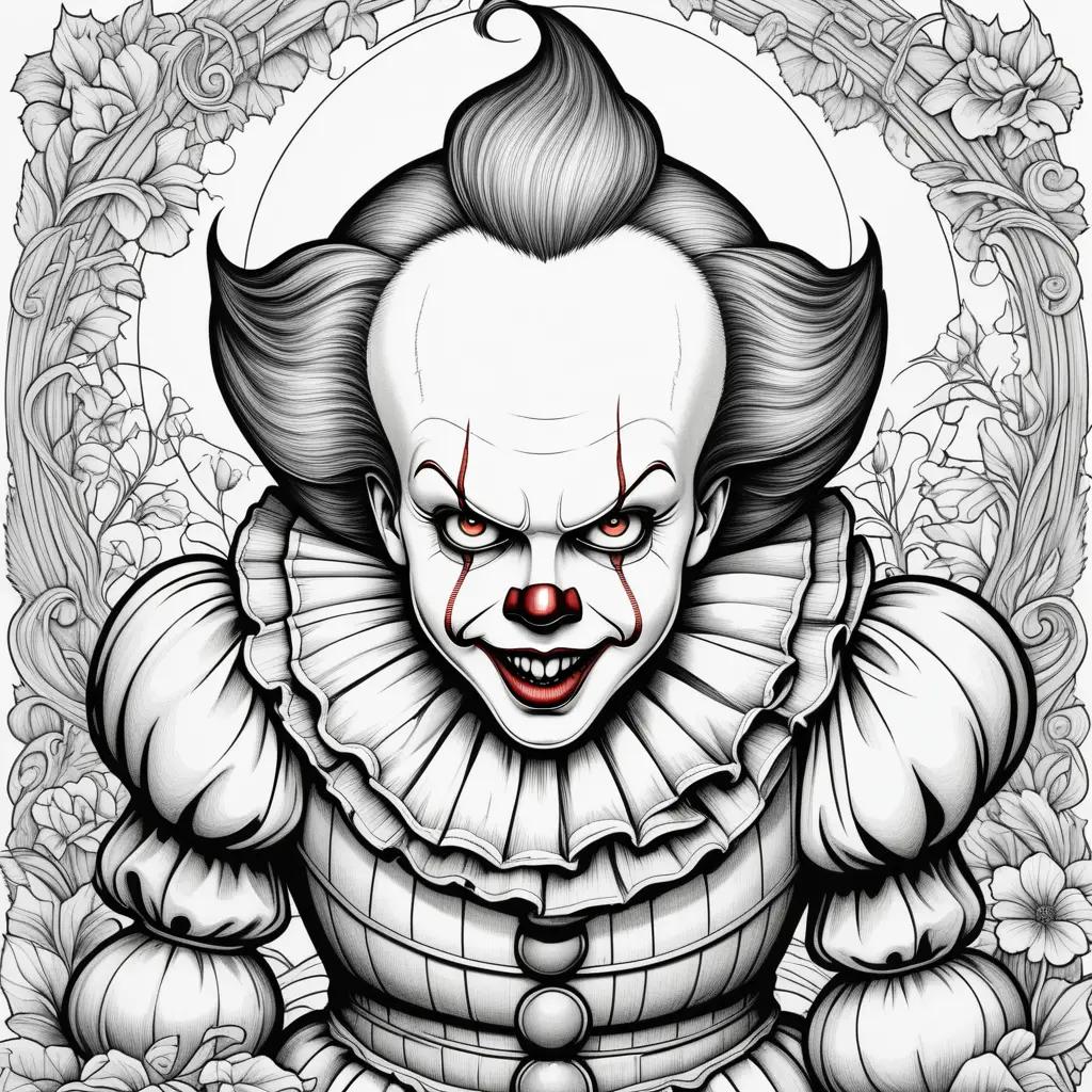 Pennywise coloring pages, horror, scary, creepy