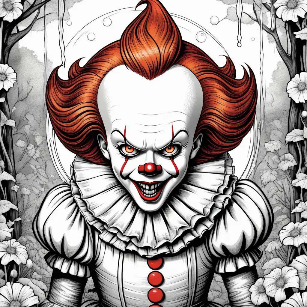 Pennywise coloring pages of a scary clown