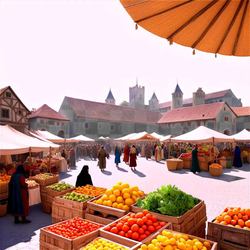 People gather at the farmers market for fresh produce