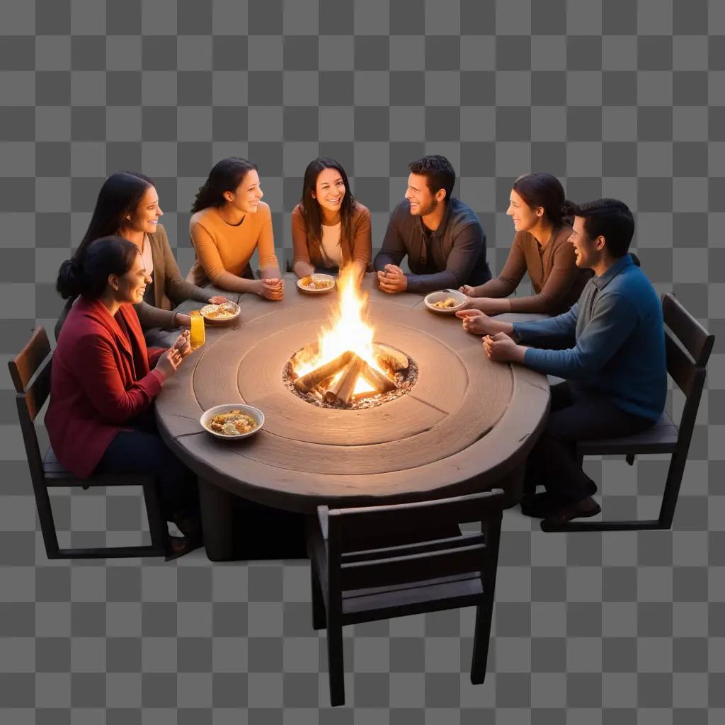 People gathered around a fire pit sharing a meal and trust