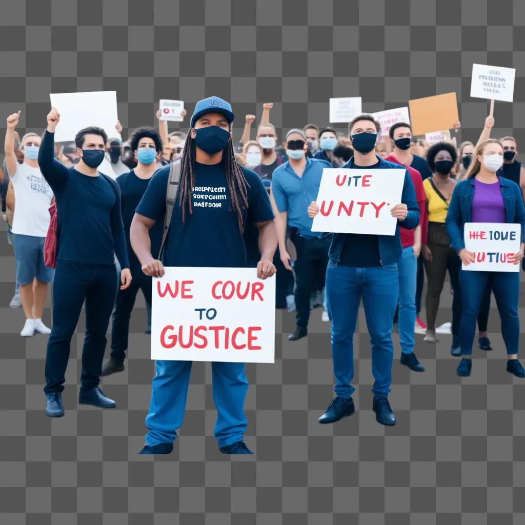 マスクをして抗議する人々