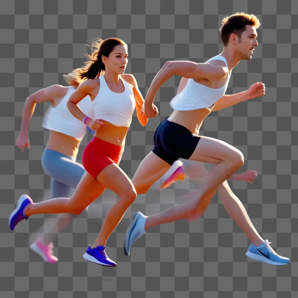 People running in a blurred photo, with a blurred background