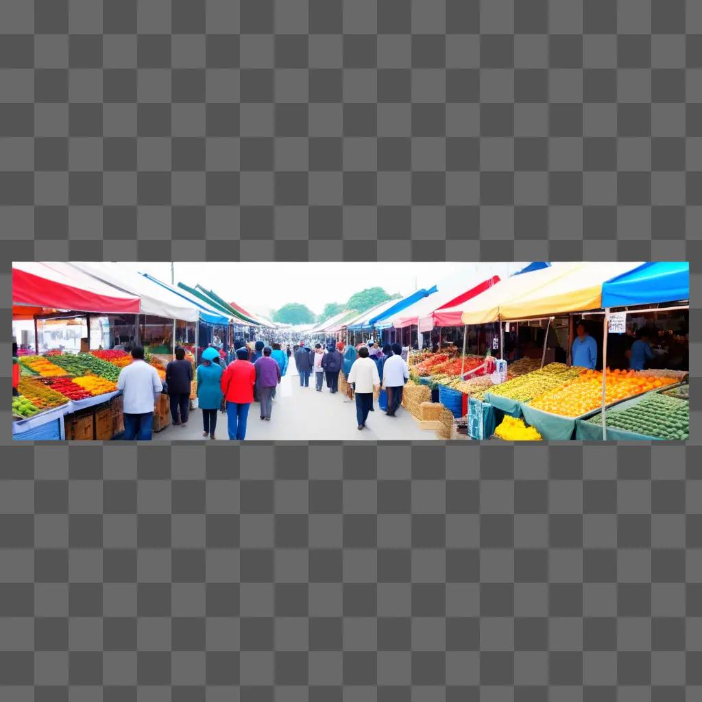 People shop at an open-air market