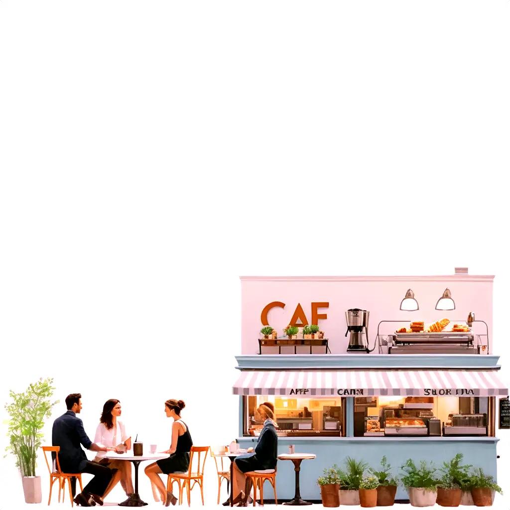 People sit at a cafe table and enjoy drinks