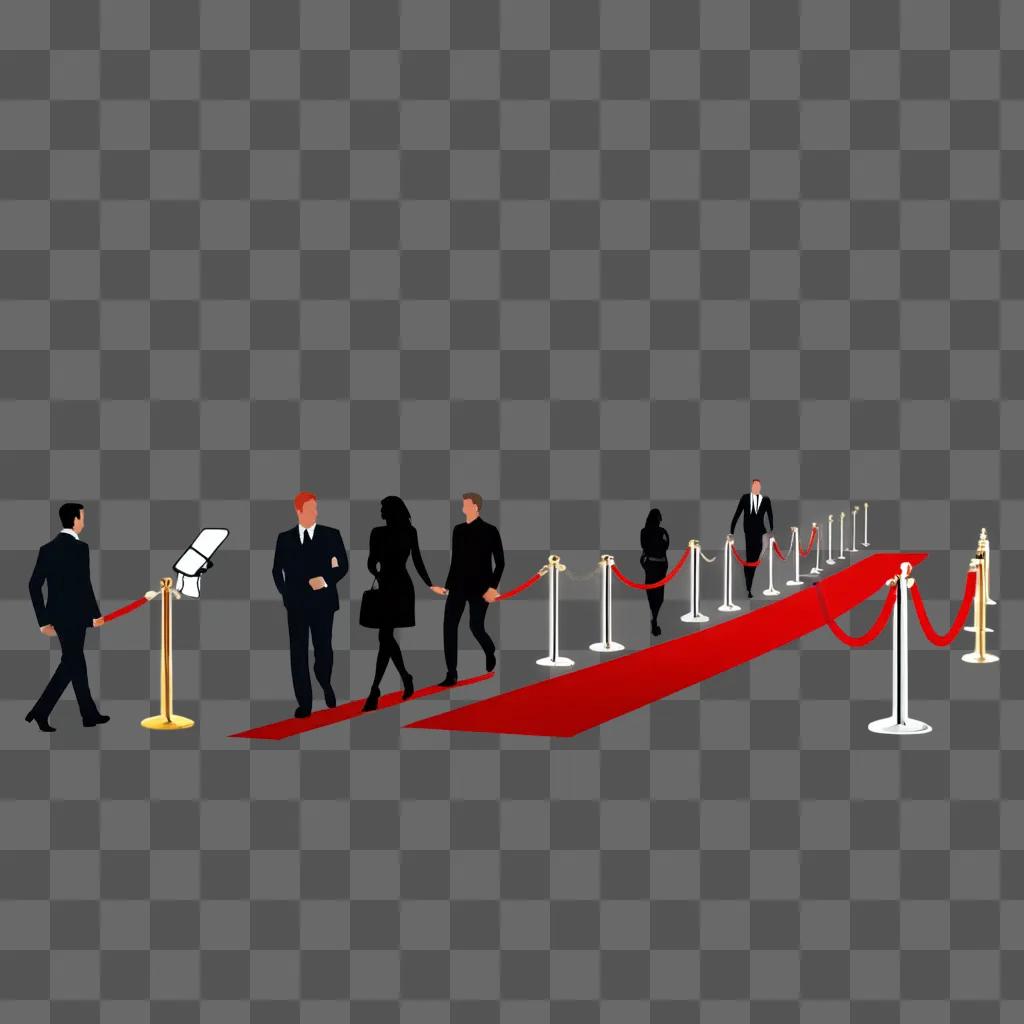 People walk on red carpet at event