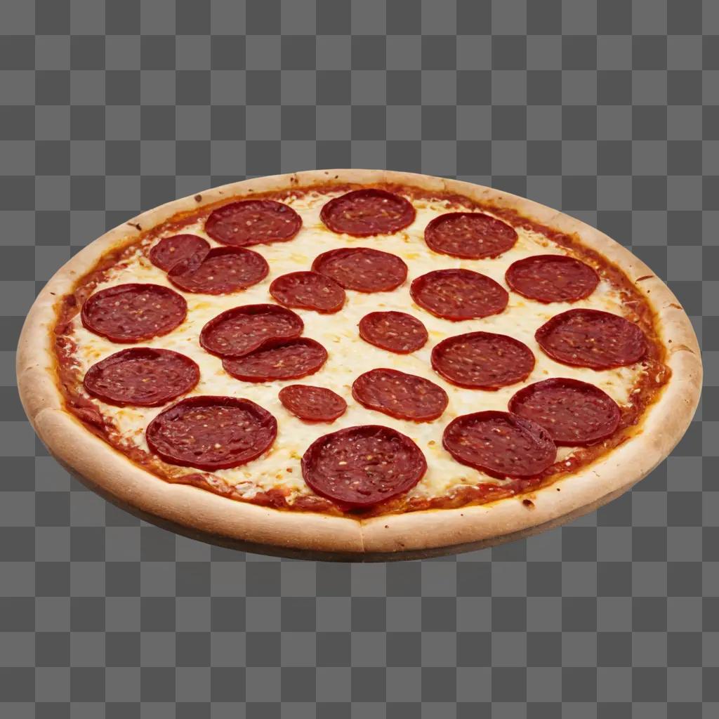 Pepperoni pizza with melted cheese on a brown table