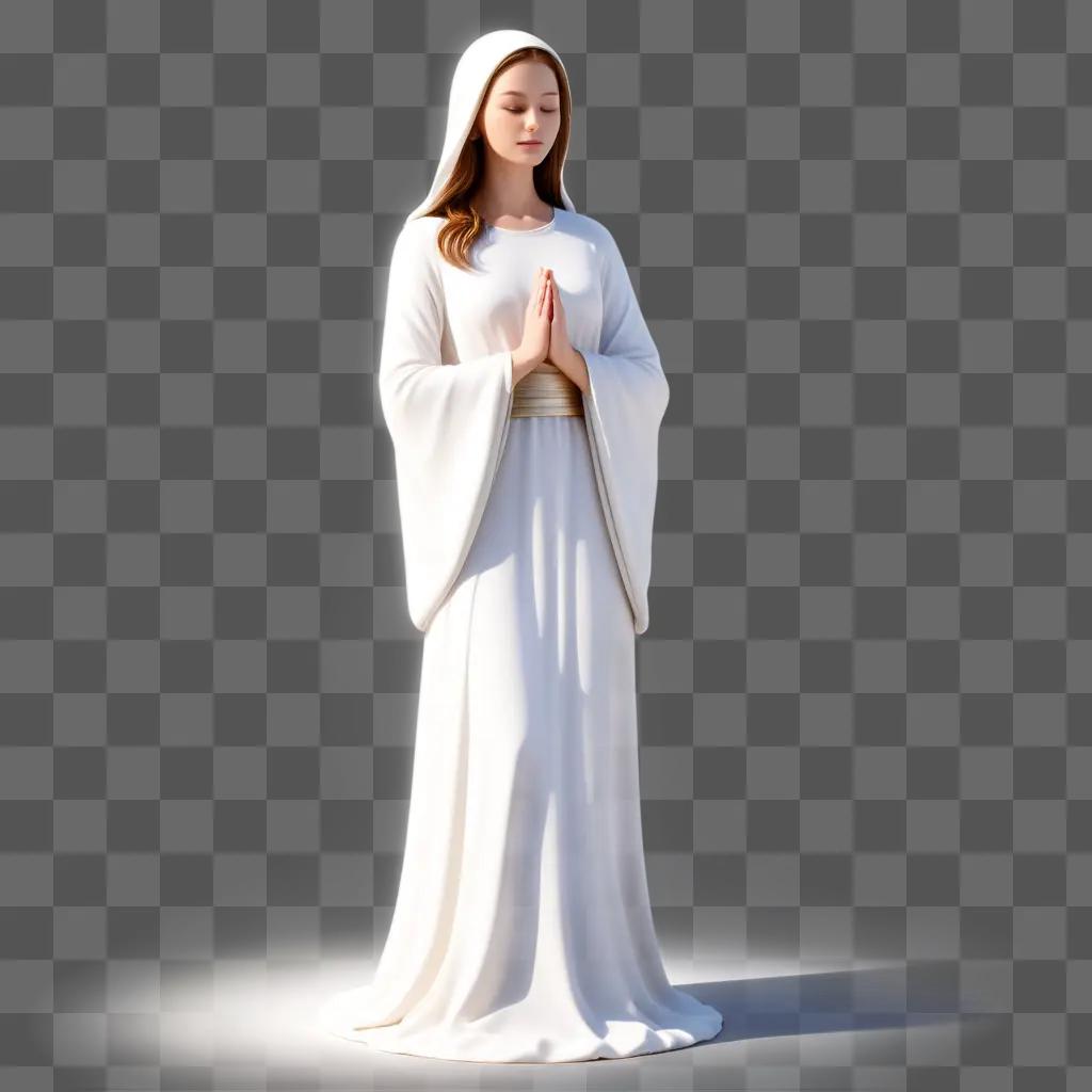 Picture of a woman in white praying