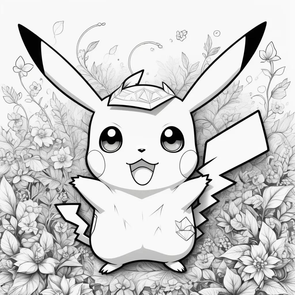 Pikachu Coloring Page With White Coloring