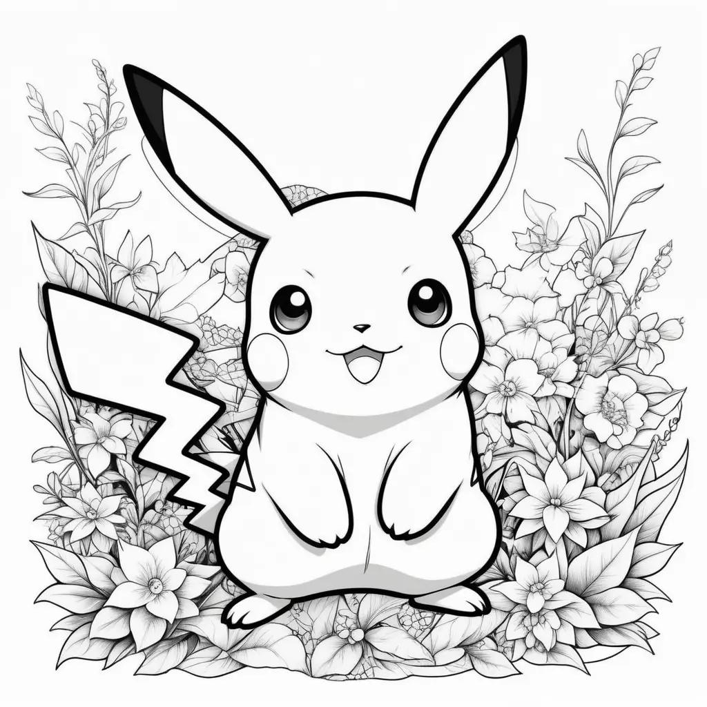 Pikachu Coloring Pages - A cute pikachu in black and white coloring pages