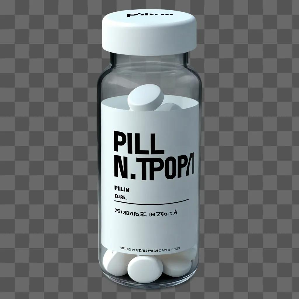 Pill in transparent bottle with white pills inside