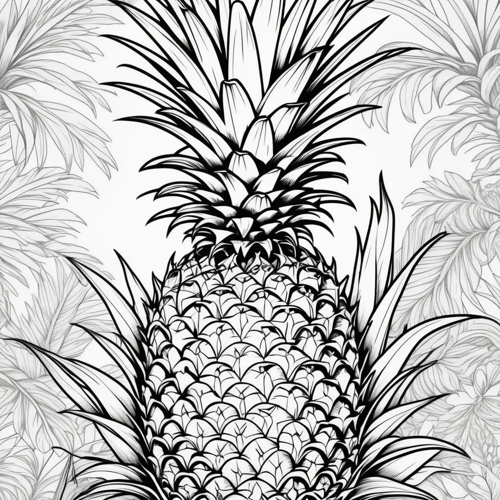 Pineapple coloring page with black and white lines