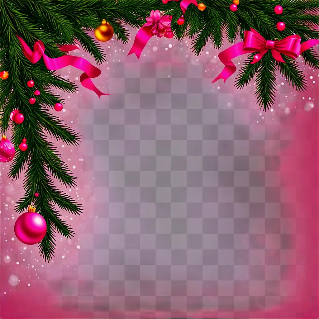 Pink Christmas background with Christmas ornaments