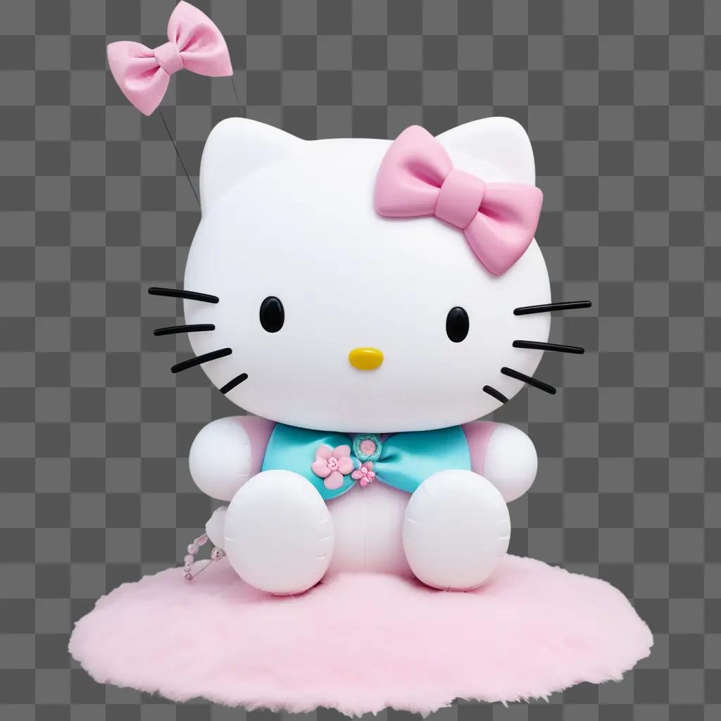 Pink Hello Kitty plush toy with bow and flower