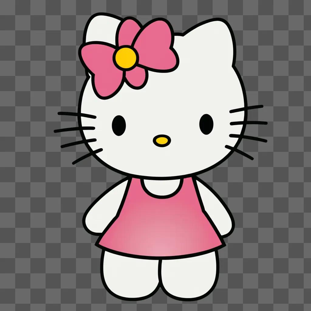 Pink Hello Kitty stands against a dark background