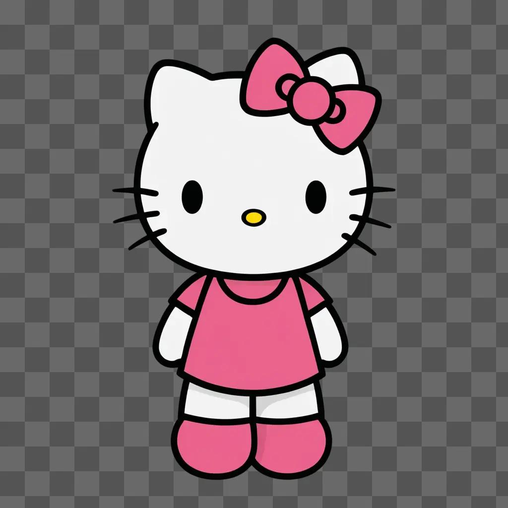 Pink Hello Kitty wearing pink bow and pink shoes