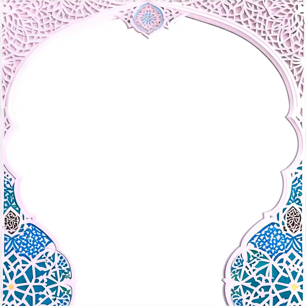 イスラムの背景にピンクと青の花柄の境界線