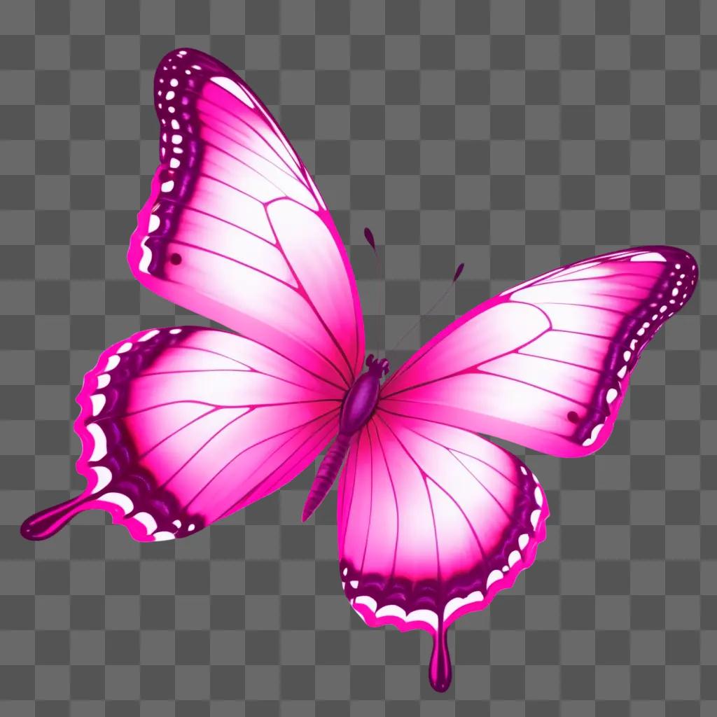 Pink butterfly on pink background with white dots