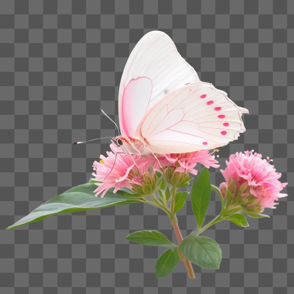 ピンクの花に止まるピンクの蝶