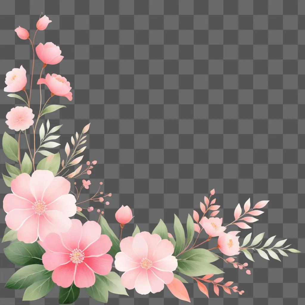 Pink floral border with pink aesthetic