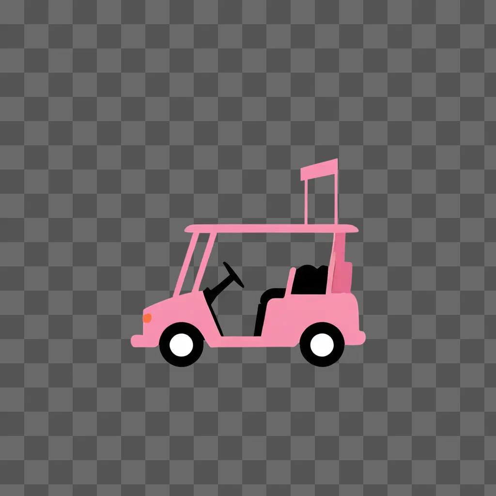 Pink golf cart driving on pink ground