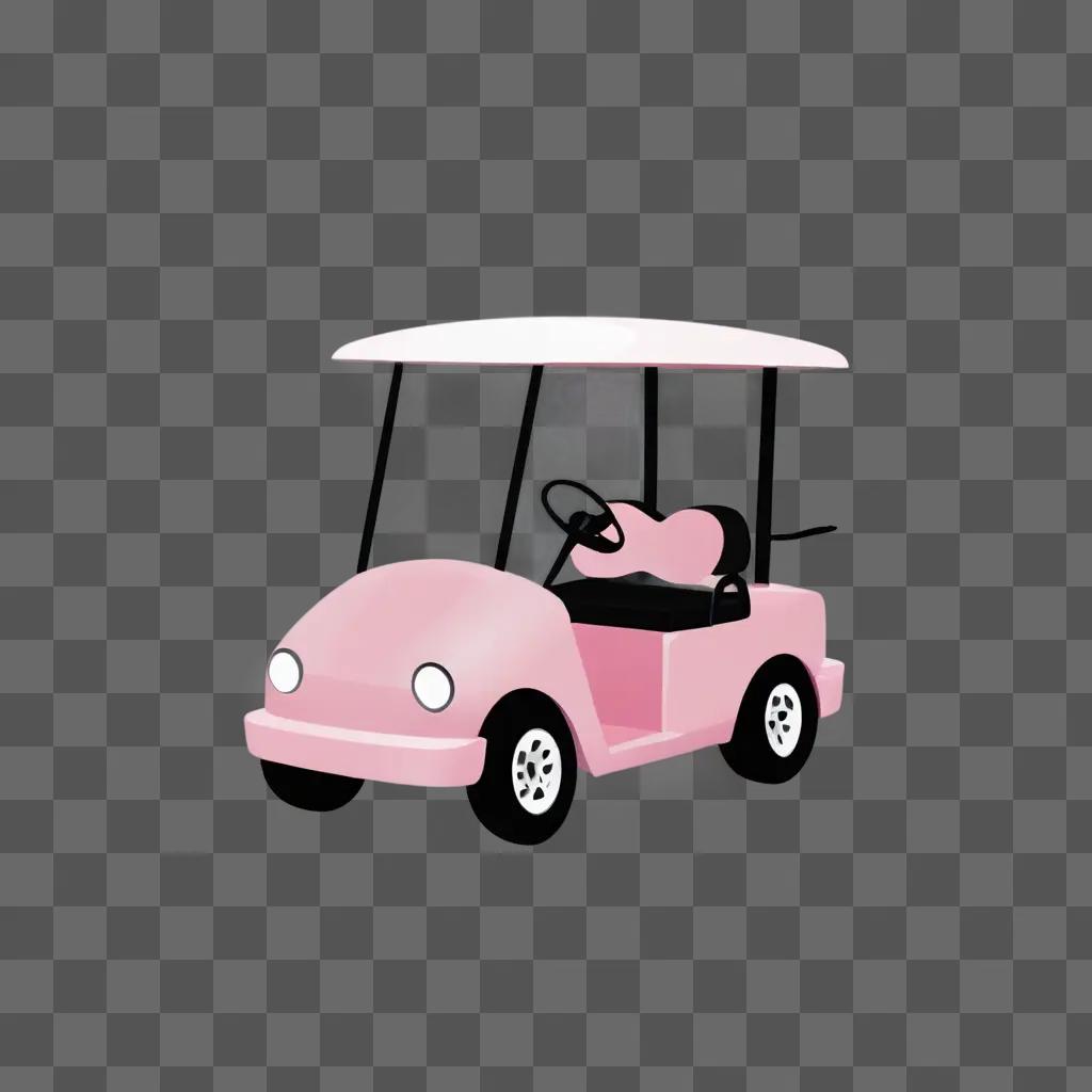 Pink golf cart on a pink background