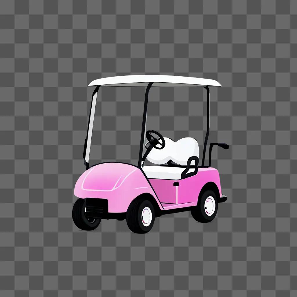 Pink golf cart with a white top