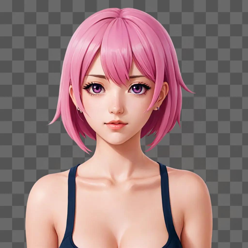 Pink hair anime girl poses for a photo